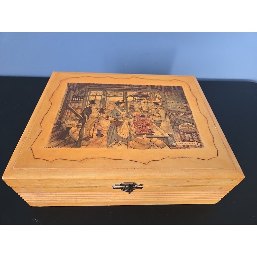 Anton‎ Pieck VTG Wooden Decorative Box Dutch Store Scene Art Print Trinket